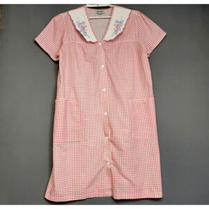 Anthony Richards Gingham House Dress Robe Womens MP Seersucker Duster Lounge VTG